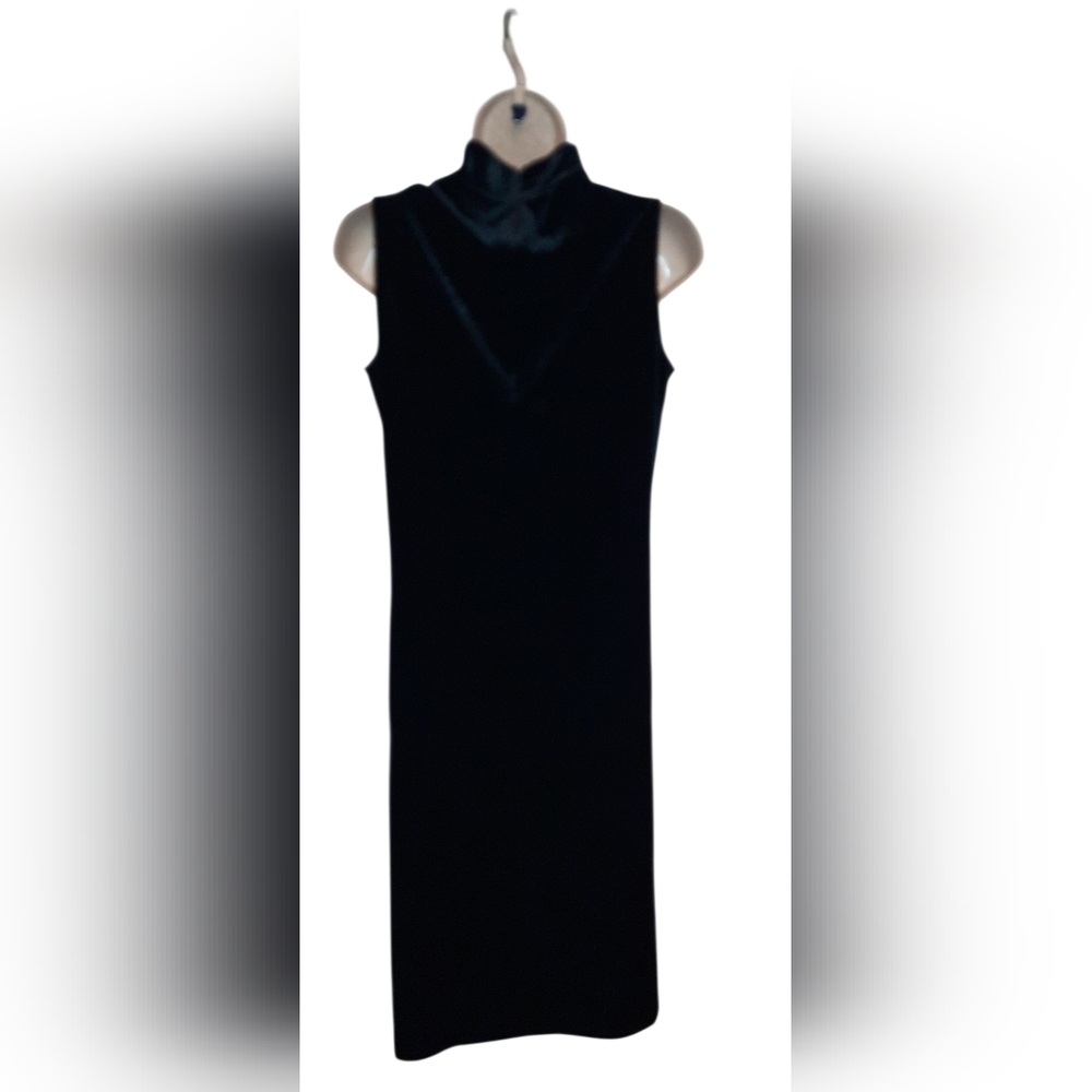 Chico's Black Velvet Sleeveless Mock Neck Midi Dress - Picture 7 of 13